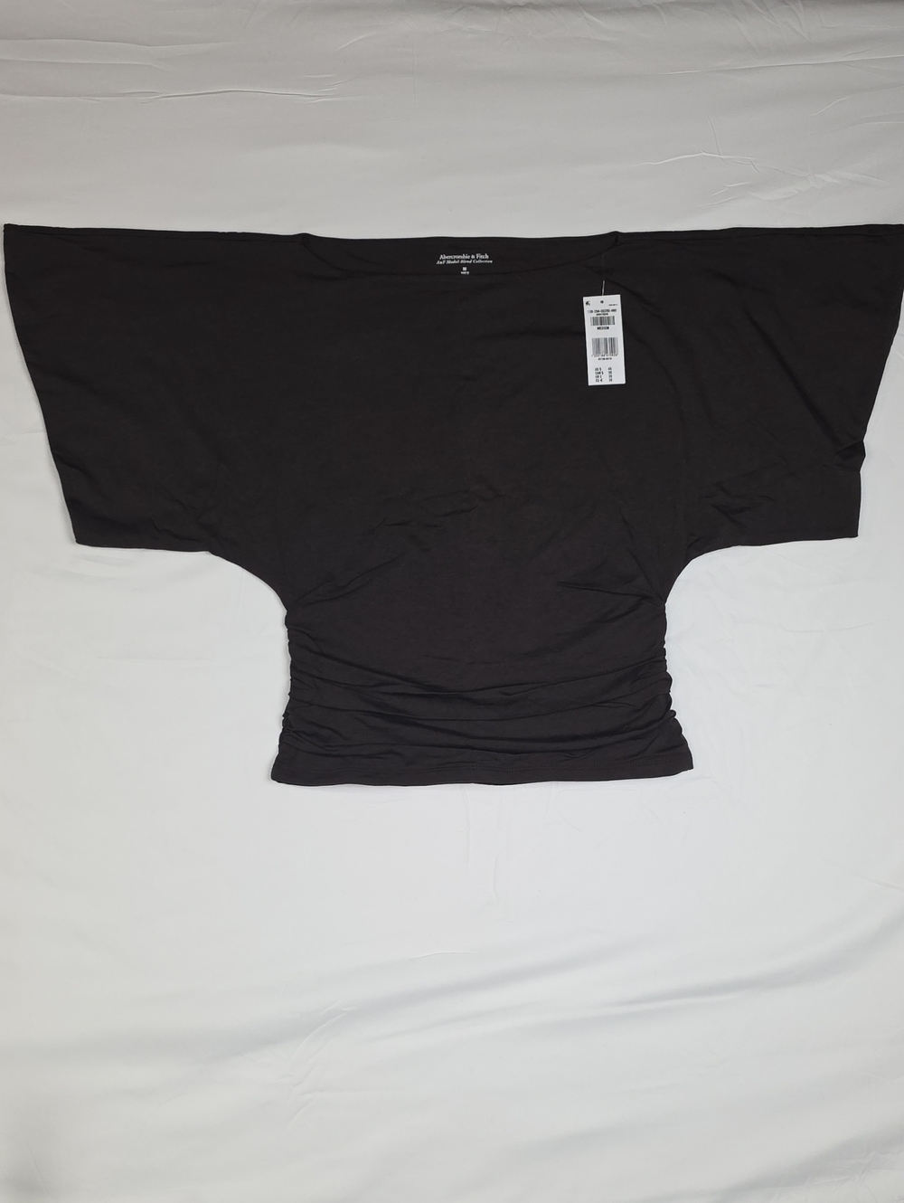Abercrombie & Fitch Black Batwing Crop Top with Ruched Waist Medium #2210